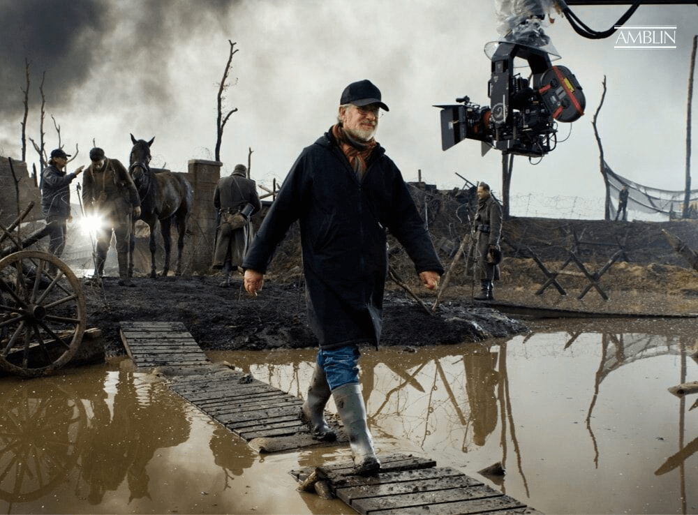 The director marshals his cast and crew on the recreated Somme location for War Horse.
