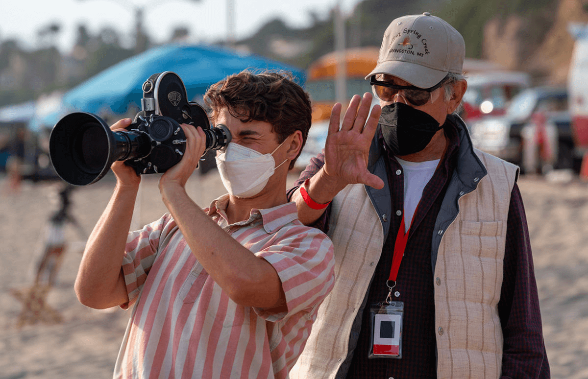 Gabriel Labelle directed by Steven Spielberg on the set of The Fabelmans