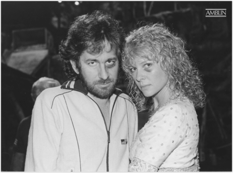 No one ever said filmmaking is for the fragile. Even the best of ‘em take their lumps and come back fighting. Spielberg with Indiana Jones and the Temple of Doom co-star Kate Capshaw.